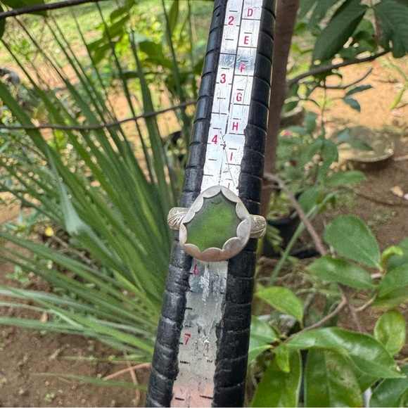 green sea glass natural tumbled floral sterling & fine silver - Picture 5 of 5